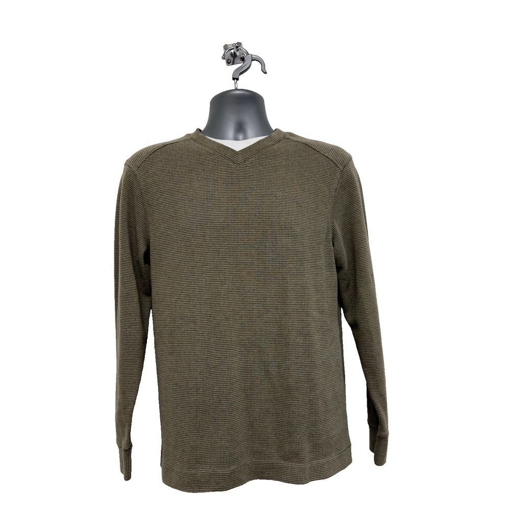 Method Shirt Men's Olive Green Layered Look Y2K Retro‎ Long sleeve V neck Size S